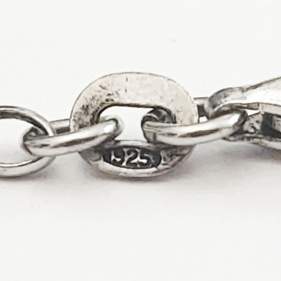 Vintage Sterling Silver, Gold and Diamond Heart Pendant Necklace - Picture 6 of 6